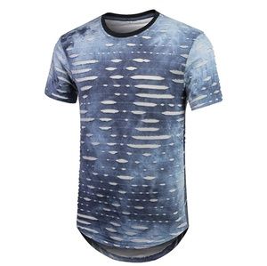 Men's Hip Hop Tie-Dyed Ripped Short Sleeve Tee